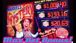 Marvels of Mystery slot machine bonus, Max Bet Bonus, Live Play, by Multimedia Games
