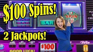 Hot $100 Wheel of Fortune Slot Machine! 2 Spins + Double Top Dollar & 3x4x5x Pay is at 2.7 Million!