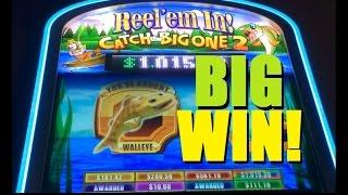 BIG SLOT WIN MAX BET - REEL EM IN PROGRESSIVE WIN!! Catch the Big One 2 Slot Machine Bonus!