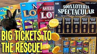 BIG TICKETS To The RESCUE  2 $50 500X Loterias + CONDO TOUR!  $141 TEXAS Lottery Scratch Offs