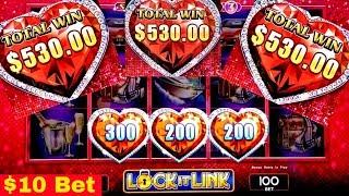 Lock It Link Slot Machine $10 Bet Bonus WON | GREAT SESSION | FAST CASH Miss Kitty Slot Bonus Won