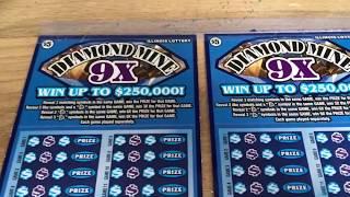 Scratching Off Three Diamond Mine 9X #IlinoisLottery Instant Lottery Ticket