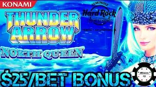 ️HIGH LIMIT Konami Thunder Arrow North Queen ️$25 MAX BET BONUS ROUND Slot Machine Hard Rock Tampa