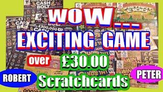 WOW!.Exciting &.Entertaining Scratchcard Game..over £30.00 of Cards...Robert Vs Peter(Meekat). mmmMM