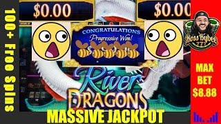 RETRIGGER!!!! MEGA JACKPOT! River Dragons Progressive Chase @ Winstar World Casino