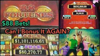 $88 Bets on 88 Fortunes!  Can I Bonus Again?  Slot Shenanigans with Vic T and Baby Girl
