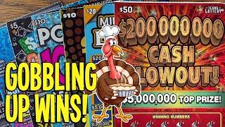 Gobbling Up Wins! $50 Cash Blowout + BONUS VID!  $170 TEXAS LOTTERY Scratch Offs