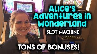 Alices Adventures in Wonderland Slot Machine! CRAZY long session So Many BONUSES!