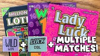 Nice WINS!!  $20 Million Dollar Loteria, Wild 10s + Lady Luck  TEXAS LOTTERY Scratch Off Tickets