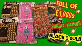 £500,000 PINK..BINGO BONUS..FULL OF £1,000s..BLACK & GOLD..SUPER 7..SCRATCHCARDS