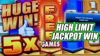 HUGE WHEEL OF FORTUNE HIGH LIMIT WIN TIMES FIVE  HUGE JACKPOT ON CASH SPIN