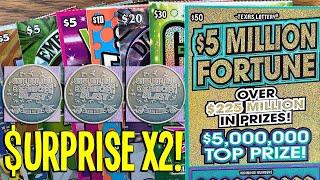 $URPRISE X2!  $50 5 Million Fortune + $20 Diamond White 7s  $210/Tickets with Fixin To Scratch