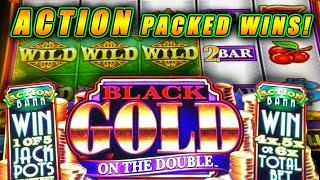 FULL OF ACTION BANK SLOT MACHINE  BLACK GOLD WILD  ON THE DOUBLE  LIVE PLAY & BONUSES!