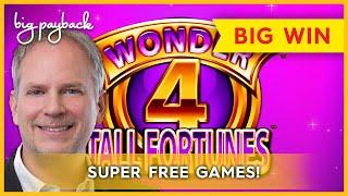 SUPER FREE GAMES! Wonder 4 Tall Fortunes Slot - $19.50 BET, HUGE WIN!