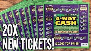 **NEW** NICE WIN!  20X 4-Way Cash!  TX Lottery Scratch Off Tickets