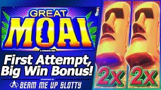 Great Moai Slot - First Attempt, Free Spins Bonus and Line Hit