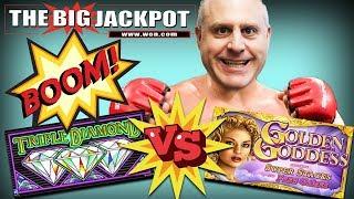 TRIPLE DIAMOND VS. GOLDEN GODDESS HIGH LIMIT SLOT PLAY  Which game will win??!