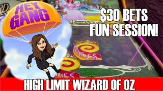 $30 Bets on Munchkinland!  Good Run on Wizard of Oz High Limit Slot Machine - Aria, Las Vegas