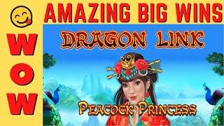 AMAZING HUGE WIN on DRAGON LINK PEACOCK PRINCESS SLOT MACHINE POKIE!  PECHANGA CASINO