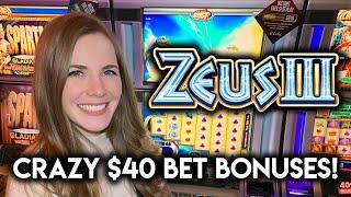 CRAZY $40 Bets On Zeus 3 Slot Machine! How Much Did The BONUSES Pay?