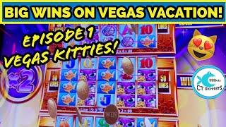 "SUPER" START TO OUR VEGAS VACATION! MISS KITTY  SUPER FREE GAMES TOP OF THE TOWER!