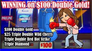 WINNING ON $100 Double Gold Slot Machine! PLUS MORE High Limit Slot Videos LIVE from VEGAS!