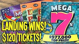 LANDING WINS! ️ $120/TICKETS 2X $20 Mega 7s, Extreme Payout + Monopoly!  TX Lottery Scratch Offs