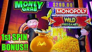 Awesome Win Monopoly Money Grab ~ Bonus on our 1st Ever Spin & Also a $20 Bonus Rounds Slot Machine