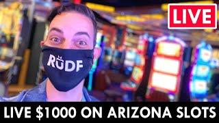 LIVE IN THE CASINO!  $1000 on Arizona Slots at Gila River Vee Quiva