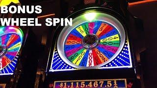 Wheel of Fortune $1.00 Denom max bet BONUS WHEEL SPIN Live Play Slot Machine