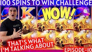 Over 100x BIG HANDPAY JACKPOT On High Limit All Aboard Slot - 100 Spins To Win Challenge | EP-10