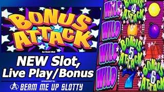Bonus Attack Slot - First Attempt, Live Play and Free Spins Bonuses in New Everi title