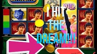 BRUCE LEE SLOT GIGANTIC WIN!!!! I HIT THE DREAM 20 FREE SPIN TRIGGER WITH 3 WILDS LOCKED!!!!