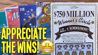 Appreciate The WINS!  $110/TICKETS  $30 Winner's Circle  Merry Magic  TEXAS Lottery Scratch Offs