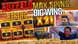 MUST SEE!!! NEW BUFFALO RISING SLOT HUGE WINS COMPILATION - REINDEEERRR!!!