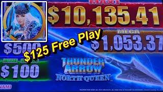 GUESS WHAT How Much could Get a Cash from Free Play THUNDER ARROW NORTH QUEEN Slot (Konami) 栗スロット