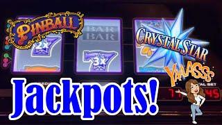 Slots! 3 Jackpots! Crystal Star, Old School PInball & Buffalo Link Slot Machine Handpays!