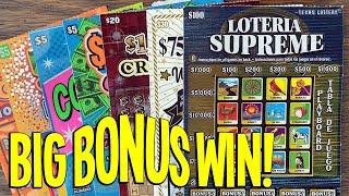 BIG BONUS WIN! Playing a $100 Lottery Scratch Off Ticket