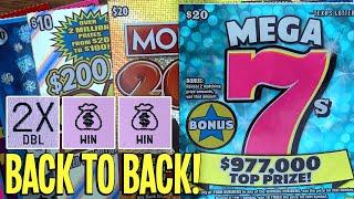 BACK TO BACK + DOUBLE ! $120/TICKETS $20 Mega 7s  $20 Monopoly 200X  TEXAS Lottery Scratch Offs
