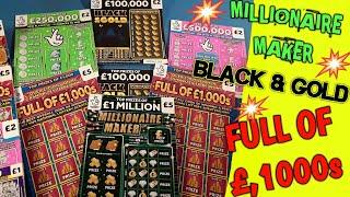 WINNERS....MILLIONAIRE MAKER..BLACK & GOLD..£500,000 PINK...& £250,000  GREEN..FULL OF £1,000s..