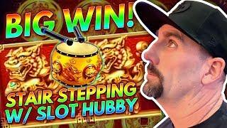 BIG WIN ON THE DRUMS  STAIR STEPPING WITH SLOT HUBBY