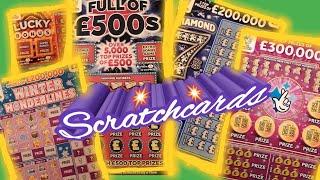 Scratchcards...Full £500..Lucky Bonus..W/Wonderlines..DIAMOND 7s..£300,000 Purple