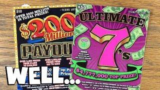 WELL... $50 Ultimate 7's + $200 Million Payout!  TEXAS LOTTERY Scratch Off Tickets