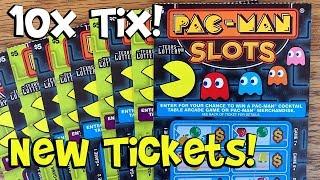 **$50 in NEW TICKETS** 10X $5 Pac-Man Slots  WINS!!  TEXAS LOTTERY Scratch Off Tickets
