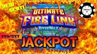 NEW SLOT! Ultimate Fire Link River Walk HIGH LIMIT $50 HANDPAY JACKPOT LOCK IT LINK HUFF N' PUFF