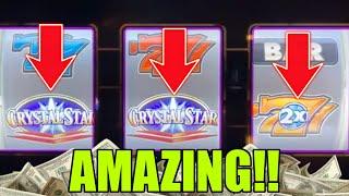MAX BET REEL SLOT ACTION!  High Limit Crystal Star Deluxe Reel Nudge at $45/Spin!