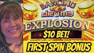 OMG! FIRST SPIN-$10 BET-4 DANCING DRUMS EXPLOSION BONUS!