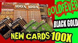 GREAT GAME AND WINS..NEW 100X CARDS..GOLDFEVER..BLACK AND GOLD..£250,000 GREEN..SCRATCHCARDS