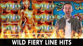 WILD Fiery Line Hits  Temple is on FIRE  Progressive Winning Bonus