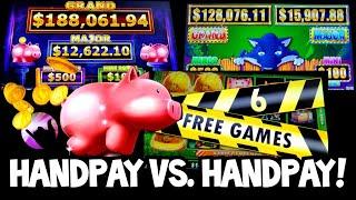 HANDPAY vs. HANDPAY! High Limit Piggy Bankin' vs. Huff n' Puff! Which Pig Brings Home the Bacon?